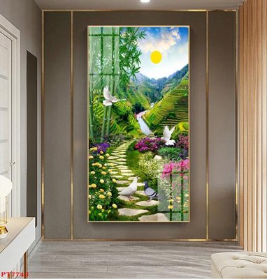 Tải file Tranh sơn thủy thác nước PT7743 (gốc) in tranh tráng gương