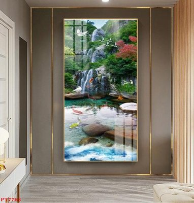 Download file gốc Tranh sơn thủy thác nước PT7763 (in mica) logo