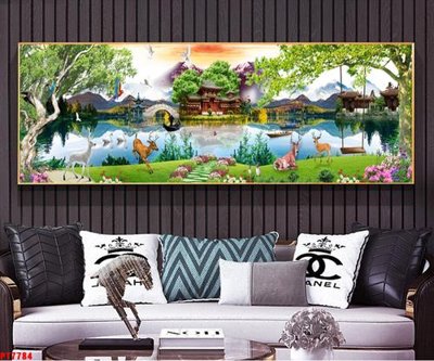 Download file Tranh sơn thủy thác nước PT7784 (gốc) in mica cao cấp