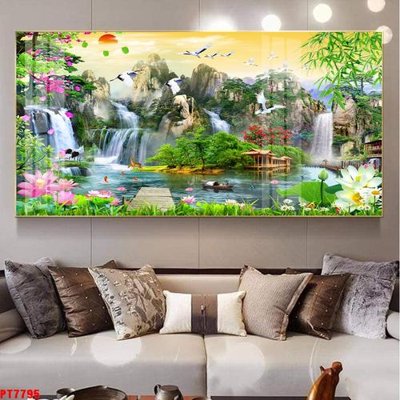 File gốc Tranh sơn thủy thác nước PT7795 (PNG) trong suốt (transparent)