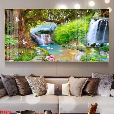 Mua file gốc Tranh sơn thủy thác nước PT7800 (in ấn) tại Filetranh.com