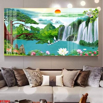 Tải file Tranh sơn thủy thác nước PT7801 (gốc) in ấn ngay lập tức