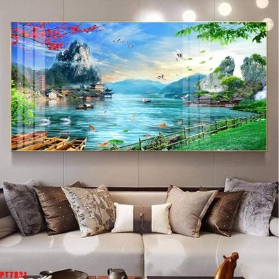 File gốc Tranh sơn thủy thác nước PT7831 (ảnh chi tiết) để in ấn