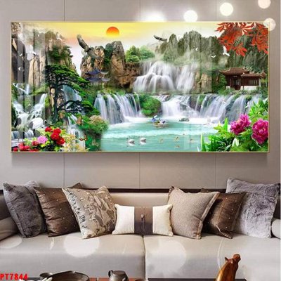 Tải file Tranh sơn thủy thác nước PT7844 (PSD) cho in ấn quảng cáo
