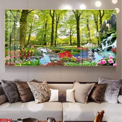 Download file ảnh gốc Tranh sơn thủy thác nước PT7847 để in ấn