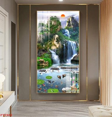 Tệp tin gốc Tranh sơn thủy thác nước PT7853 (dùng cho in) Tranh sơn thủy thác nước PT7853