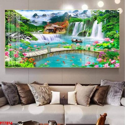 Ảnh gốc Tranh sơn thủy thác nước PT7854 (siêu chi tiết) để in ấn