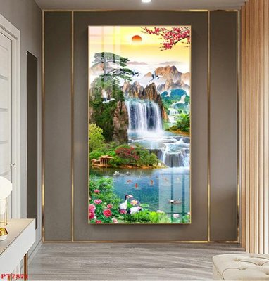 Download file Tranh sơn thủy thác nước PT7871 (gốc) in mica đèn LED