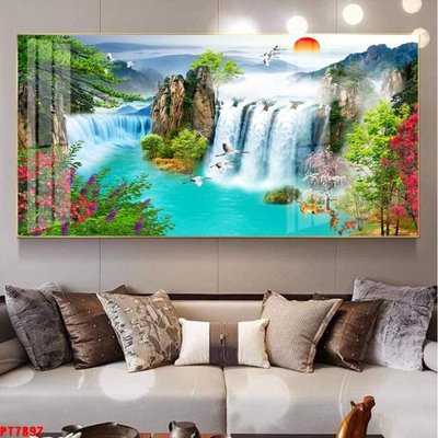 Download file tranh Tranh sơn thủy thác nước PT7897 (file gốc PSD)