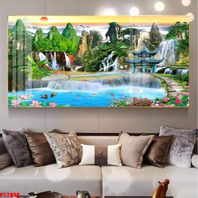 File gốc Tranh sơn thủy thác nước PT7898 (phiên bản chuẩn) để in ấn