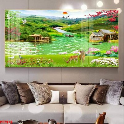 File tranh Tranh sơn thủy thác nước PT7910 (ảnh gốc) không bị mờ