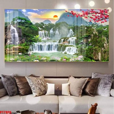 Tải file gốc Tranh sơn thủy thác nước PT7925 dùng cho in ấn