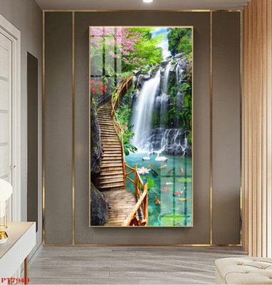 Download file tranh PSD Tranh sơn thủy thác nước PT7940 để chỉnh sửa