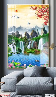 Download file Tranh sơn thủy thác nước PT7943 (chuẩn in) Tranh sơn thủy thác nước PT7943