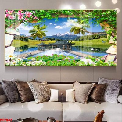 Tải file gốc Tranh sơn thủy thác nước PT7947 (bản PSD) đầy đủ layer