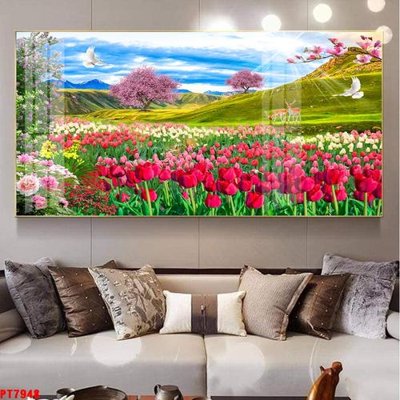 File tranh gốc Tranh sơn thủy thác nước PT7948 (bản quyền) độc đáo