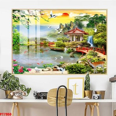 Tải file gốc Tranh sơn thủy thác nước PT7950 (bản PSD) gốc