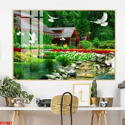 File gốc Tranh sơn thủy thác nước PT7967 cho in ấn và thiết kế