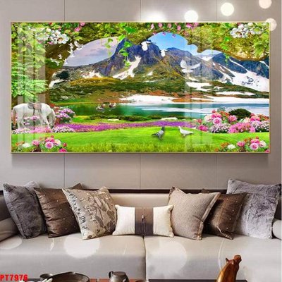 File gốc Tranh sơn thủy thác nước PT7976 (phiên bản chuẩn) để in ấn