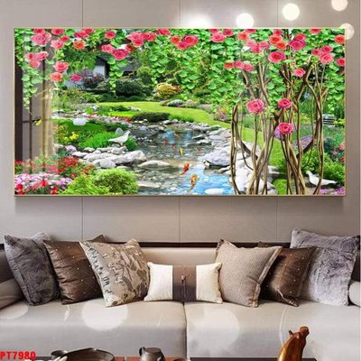 File PSD Tranh sơn thủy thác nước PT7980 (chất lượng in ấn)