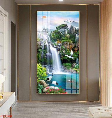 File gốc Tranh sơn thủy thác nước PT7985 (PNG) nền trong suốt