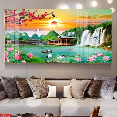 Tải xuống file tranh gốc Tranh sơn thủy thác nước PT7989 (PSD/TIFF)