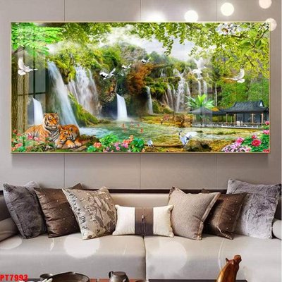 File gốc Tranh sơn thủy thác nước PT7993 (PSD/TIFF) độ phân giải cao