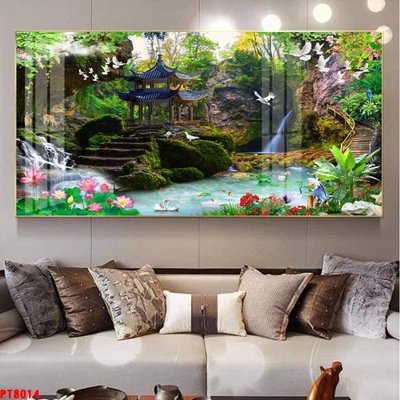 Tải file Tranh sơn thủy thác nước PT8014 (gốc) làm file thiết kế