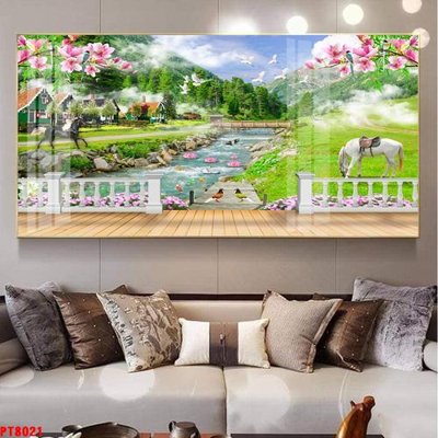 File gốc Tranh sơn thủy thác nước PT8021 (ảnh rõ nét) để in