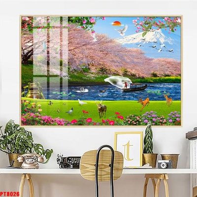 Tải file Tranh sơn thủy thác nước PT8026 (gốc) in ấn chất lượng