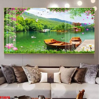 File in ấn Tranh sơn thủy thác nước PT8029 chuyên nghiệp