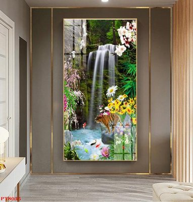 File tranh gốc Tranh sơn thủy thác nước PT8035 (bản quyền) file PSD