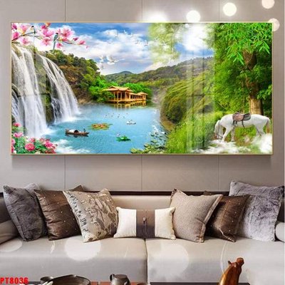 File in ấn Tranh sơn thủy thác nước PT8036 (bản gốc) từ file gốc