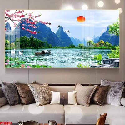 File ảnh Tranh sơn thủy thác nước PT8051 (gốc) cho trang trí nội thất