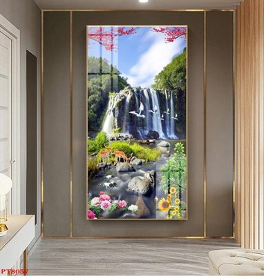 Tải file gốc Tranh sơn thủy thác nước PT8057 (in bạt) quảng cáo