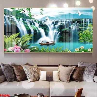 File PSD Tranh sơn thủy thác nước PT8064 (gốc) tách lớp chi tiết
