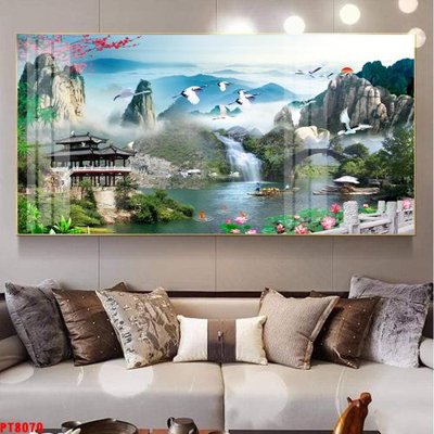 File gốc Tranh sơn thủy thác nước PT8070 (trang trí) phòng ngủ
