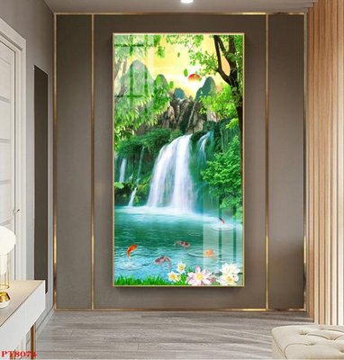 Tải file gốc Tranh sơn thủy thác nước PT8074 (in khổ lớn) không mờ