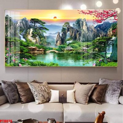 Download file Tranh sơn thủy thác nước PT8075 (chuẩn in) chất lượng cao
