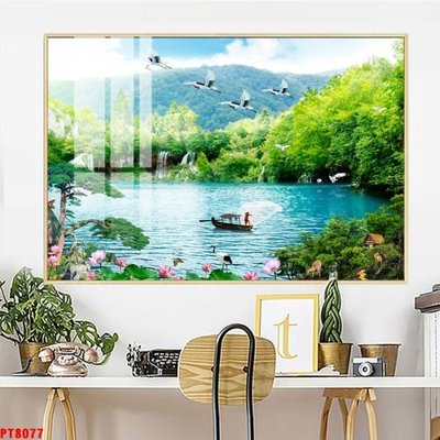 Download file tranh PSD Tranh sơn thủy thác nước PT8077 để chỉnh sửa