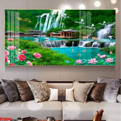 File gốc Tranh sơn thủy thác nước PT8084 (bản quyền) cho in ấn