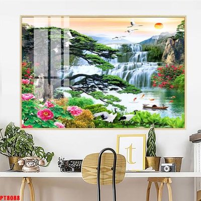 File gốc Tranh sơn thủy thác nước PT8088 (PNG) không nền chất lượng