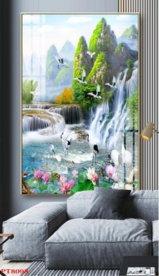 File ảnh Tranh sơn thủy thác nước PT8098 (gốc) in standee
