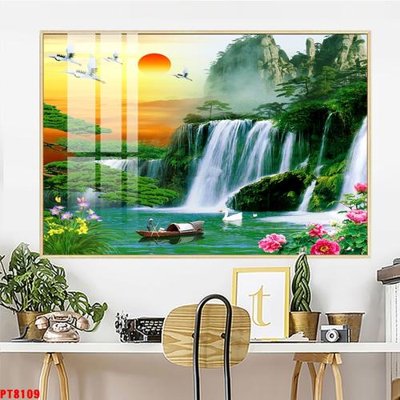 File gốc Tranh sơn thủy thác nước PT8109 (PSD/TIFF) độ phân giải cao