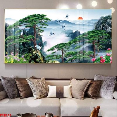 Tải file Tranh sơn thủy thác nước PT8111 (gốc) chủ đề tâm linh