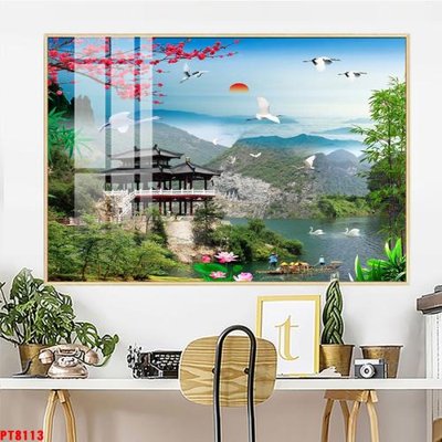 File gốc Tranh sơn thủy thác nước PT8113 (phong cách) châu Âu