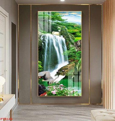 File gốc Tranh sơn thủy thác nước PT8116 (trang trí) phòng làm việc