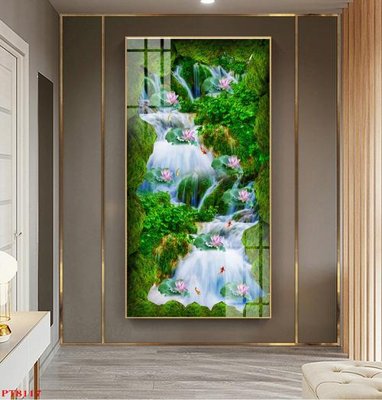 Download file gốc Tranh sơn thủy thác nước PT8117 (độ nét cao)