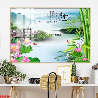 File tranh quảng cáo Tranh sơn thủy thác nước PT8139 (file gốc) chuyên nghiệp