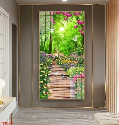 Download file Tranh sơn thủy thác nước PT8149 (gốc) in mica ốp bếp